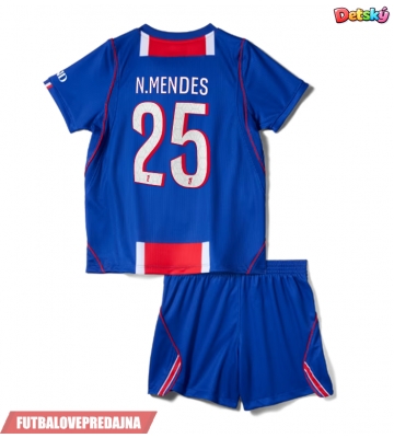 Lacne Dětský Futbalové dres Paris Saint-Germain Nuno Mendes #25 2026-27 Krátky Rukáv - Domáci (+ trenírky)